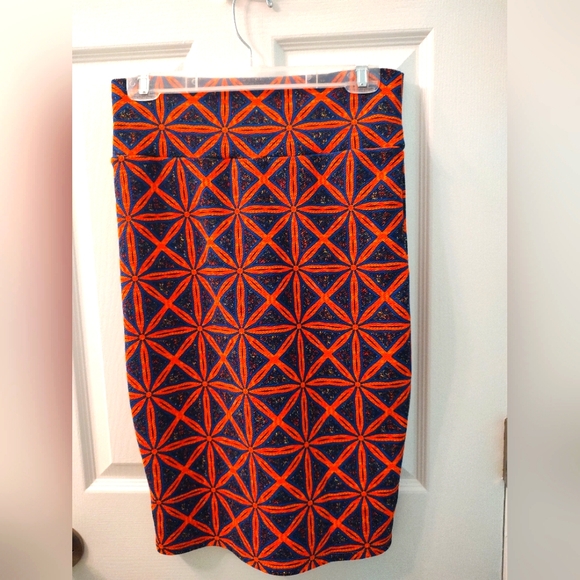 Lularoe Blue and Orange Pencil Skirt Size Small - Picture 2 of 4